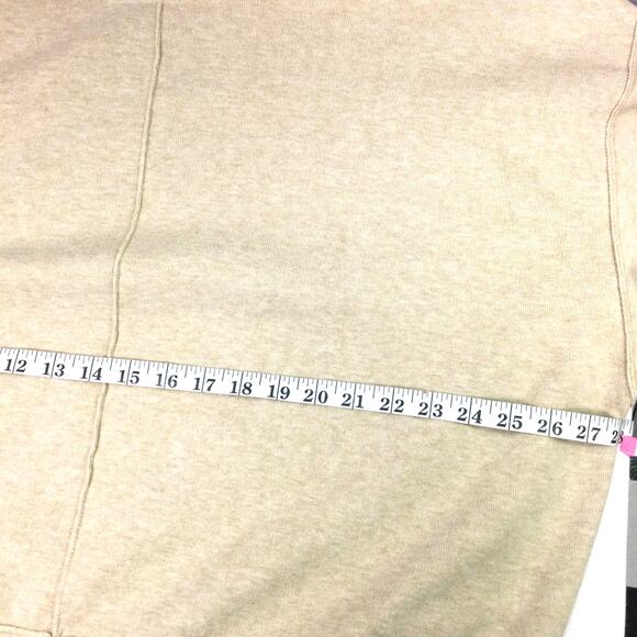 Forever 21 Drop Shoulder Boxy Oversized High Low Crew Neck Tan Pullover Sz S - Picture 7 of 12